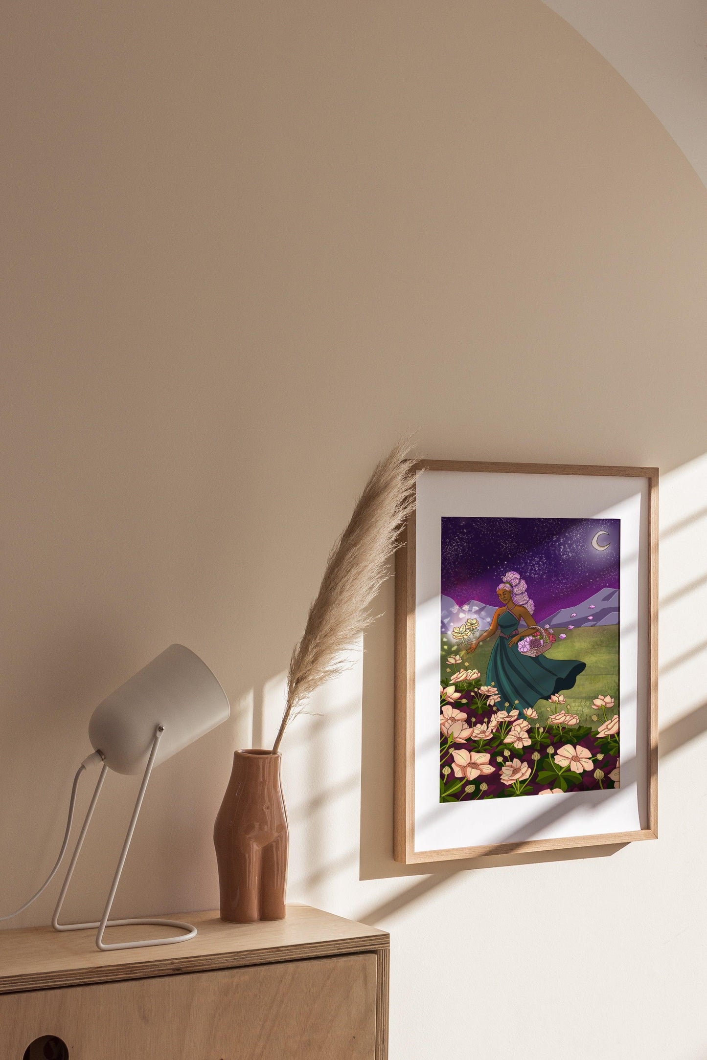 “Moonlit Floral Field” Art Print - Mythology Studio